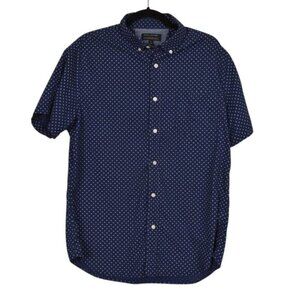 Banana Republic Factory Slim Fit Short Sleeve Dress Shirt Stretch Blue Large